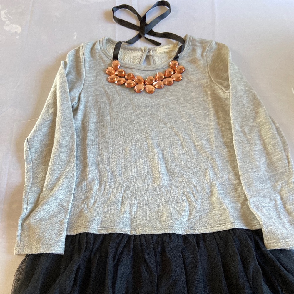 Girls casual dress with attached necklace